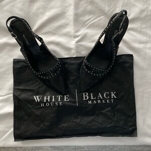 White House Black Market Black Studded Slingback Heels
